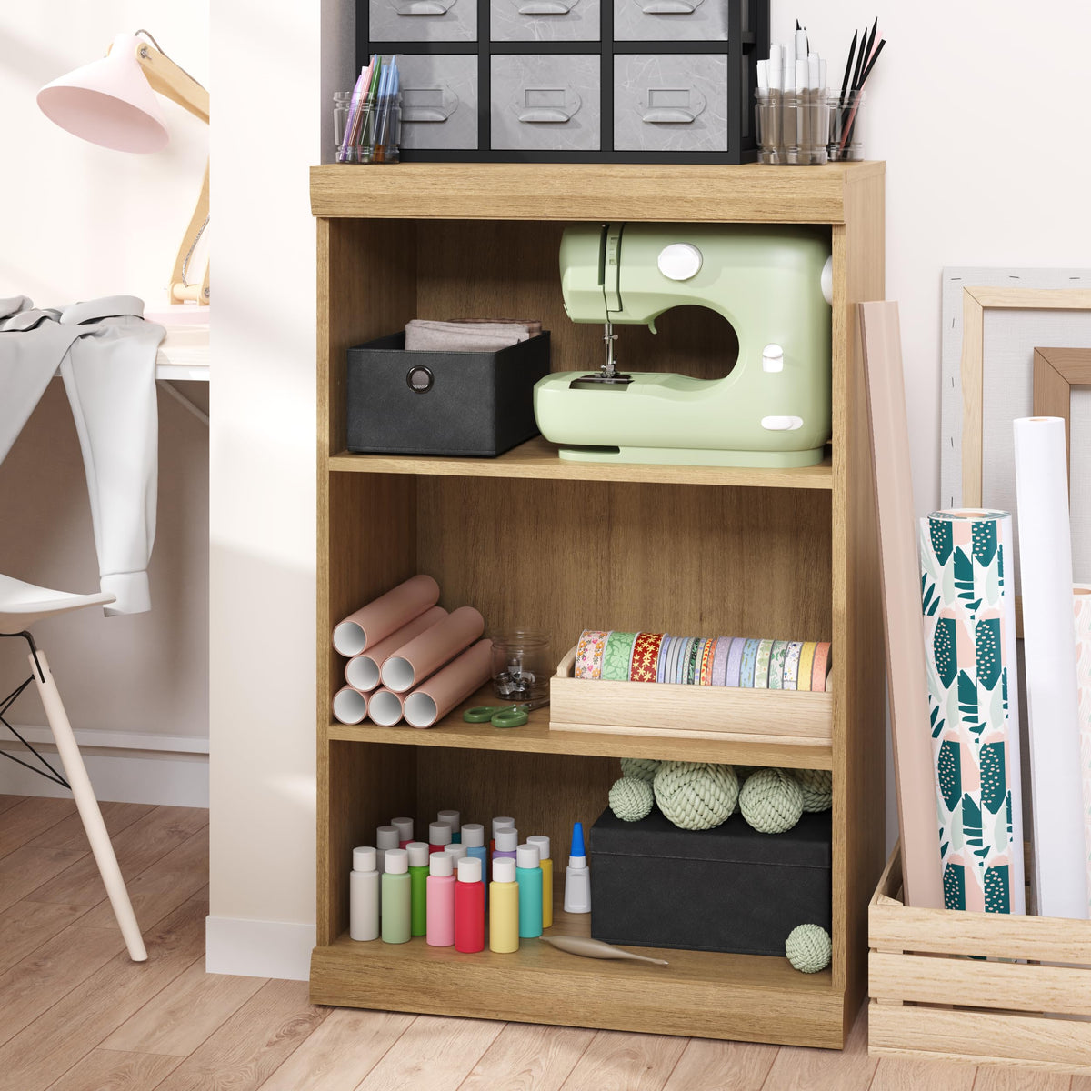ClosetMaid Mosaics 3 Shelf Organizer, Stackable, Customizable Closet Organization System, Closet Storage Shelves, 25.5" W, Toasted Oak