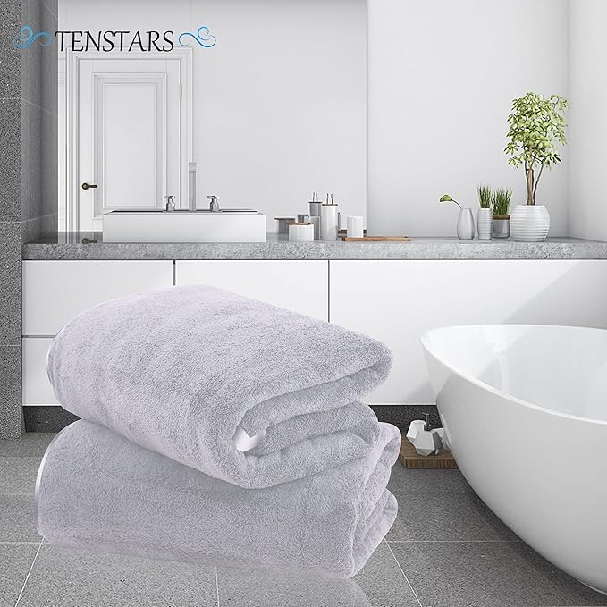 TENSTARS Silk Hemming Bath Towels