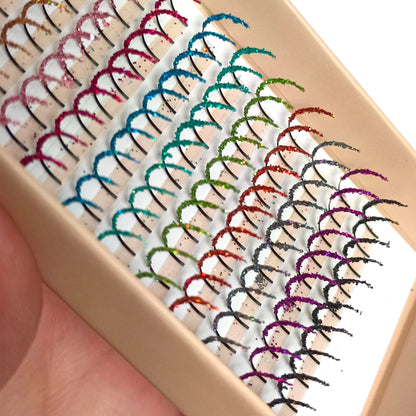 FQNing Glitter Lash Extensions Laser 12 Colors Individual Spikes Eyelash Extension Professional Supplies 15mm (Mix-12 Colors)