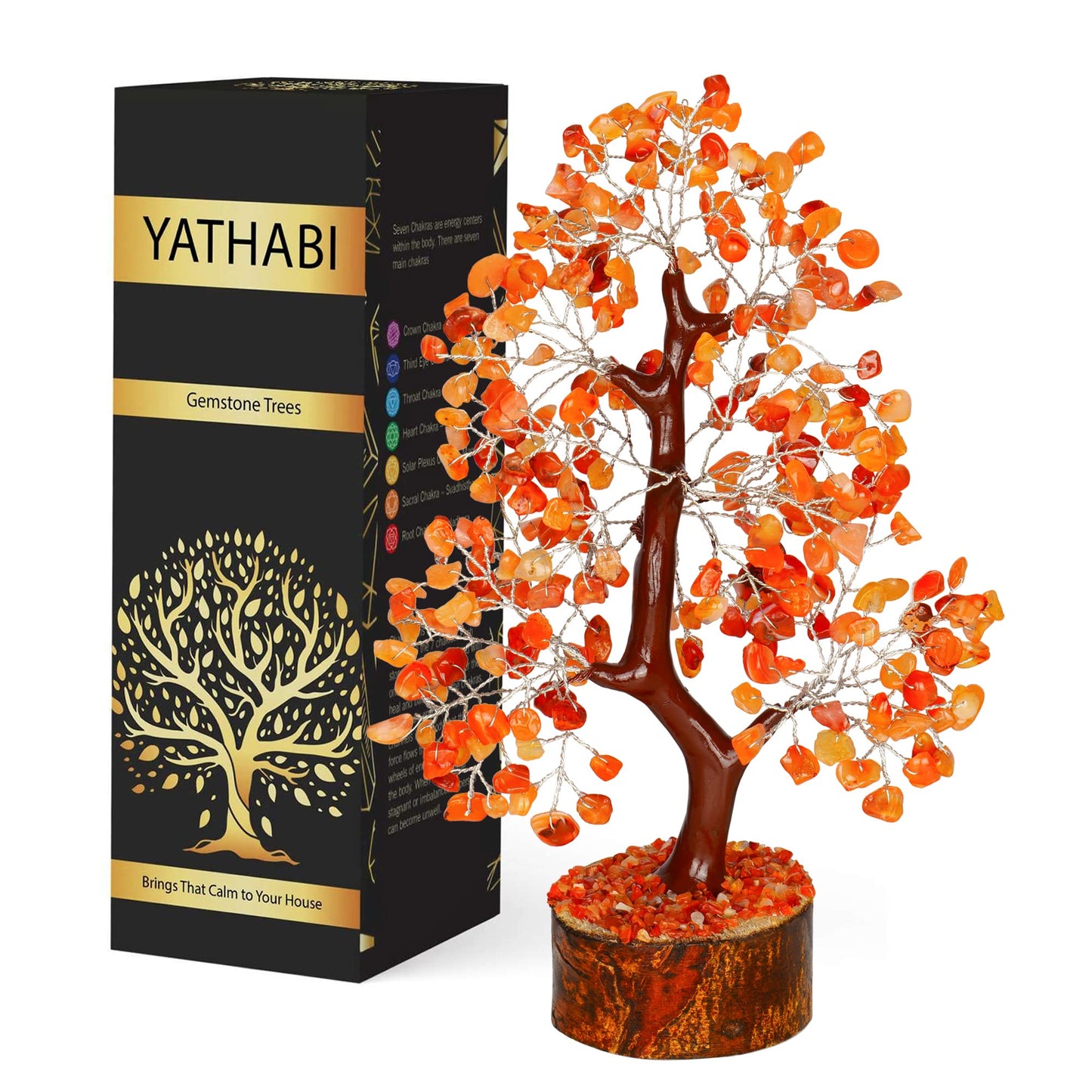 Carnelian - Crystal Tree - Gemstone - Crystal Bonsai Tree - Feng Shui - Money Crystal Stone - Crystal Tree of Life Decor - Crystal Gift - Spiritual Decor - Rock Tree - Chakra Stone