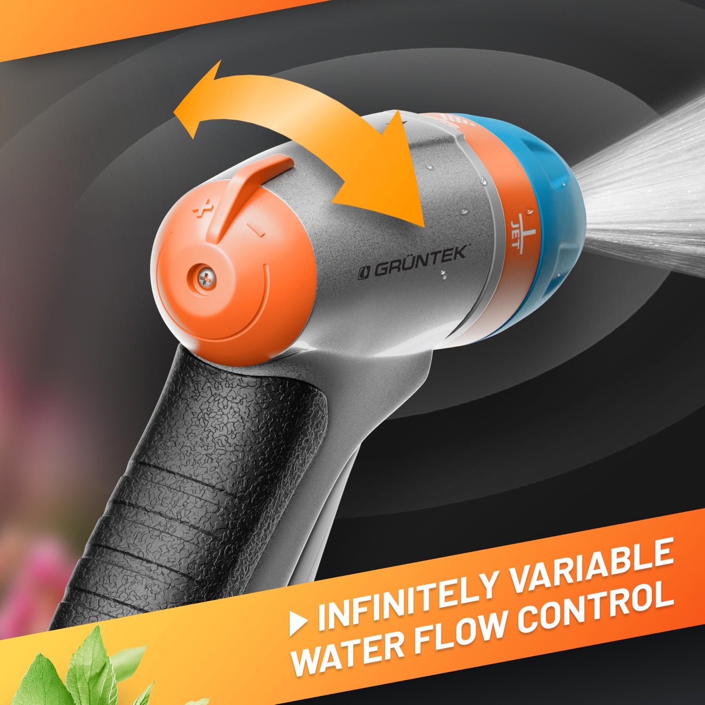 GRÜNTEK Metal Garden Hose Jet Spray Gun: High Pressure Spray Nozzle for Car Washing, Cleaning, or Fine Shower Spray for Watering Flowers, Lawn, and Garden