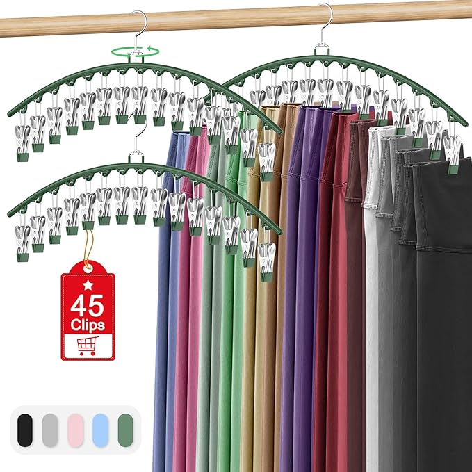 3 Pack Legging Organizer for Closet Hanging, Pants Hangers