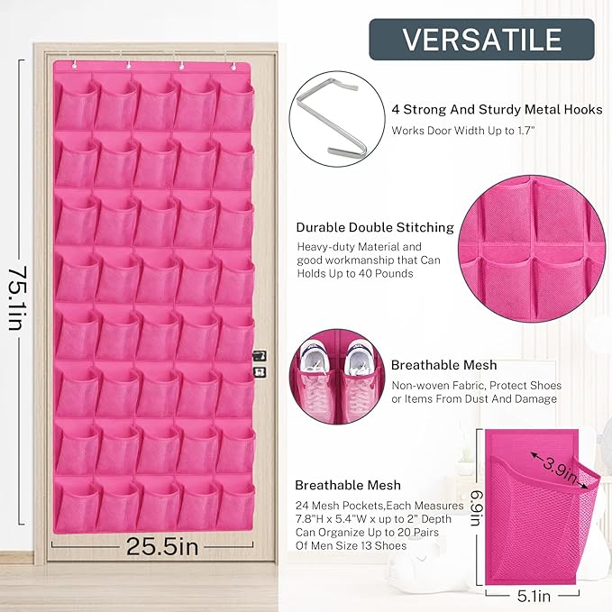 40-Pocket Over the Door Shoe Organizer