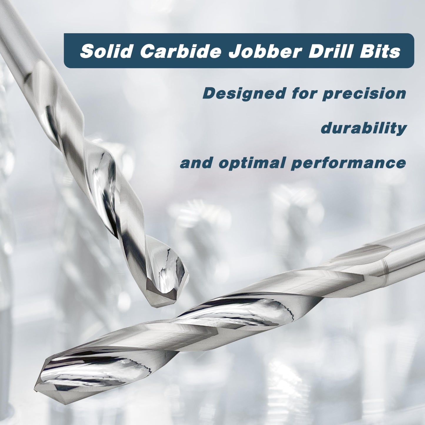 LU&MN Solid Carbide Jobber Drill Bit with Bright Finish-118° Split Point for Industrial Use on Cast Iron, Stainless Steel, Aluminum, etc.-1/4" Dia, 5 Pcs