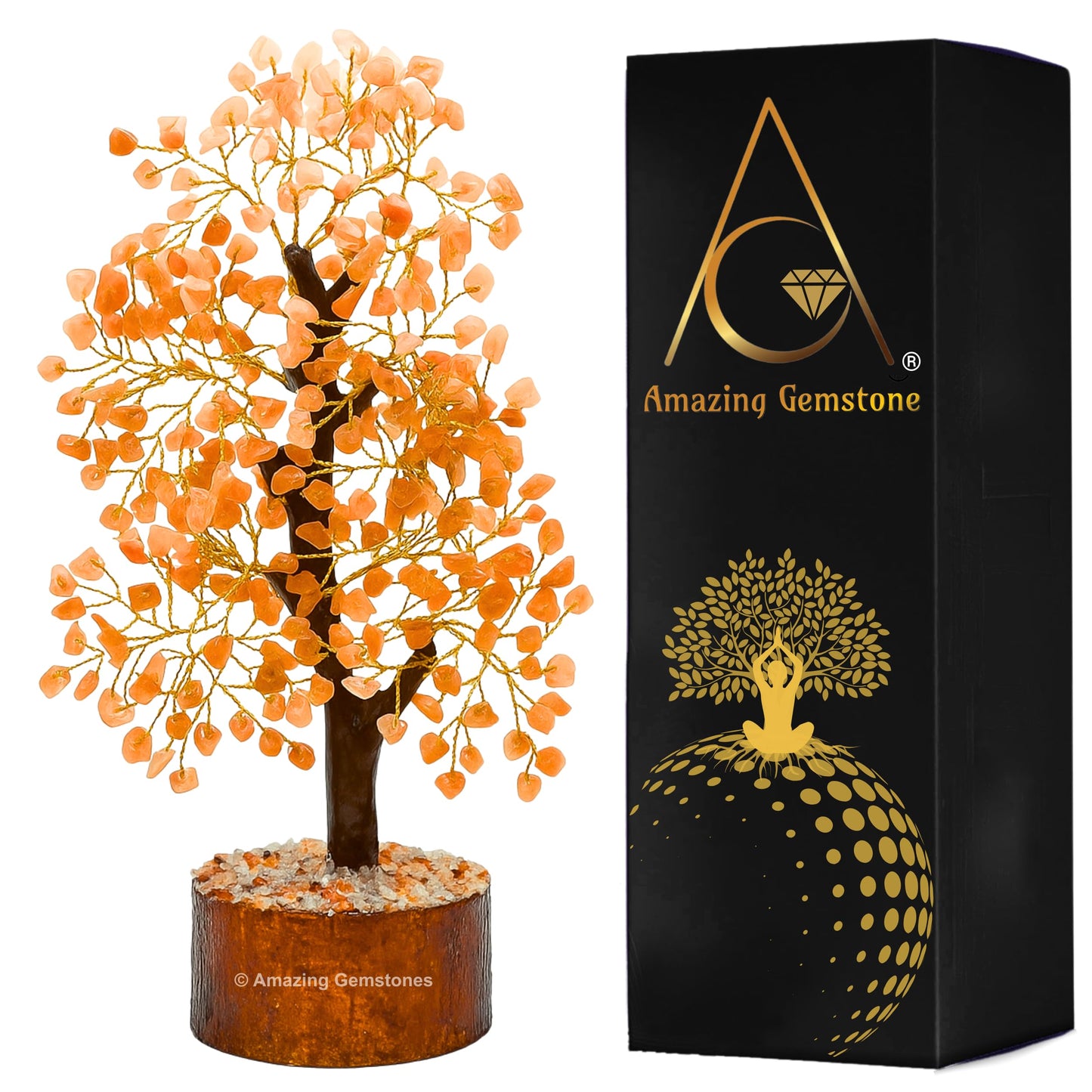 Amazing Gemstone Crystals and Healing Stones Birthday Gifts for Women - Peach Moonstone Crystal Tree of Life Home Decor Stocking Stuffers, Bookshelf, Room, Meditation Gift Dad, Unique Birthday Gifts