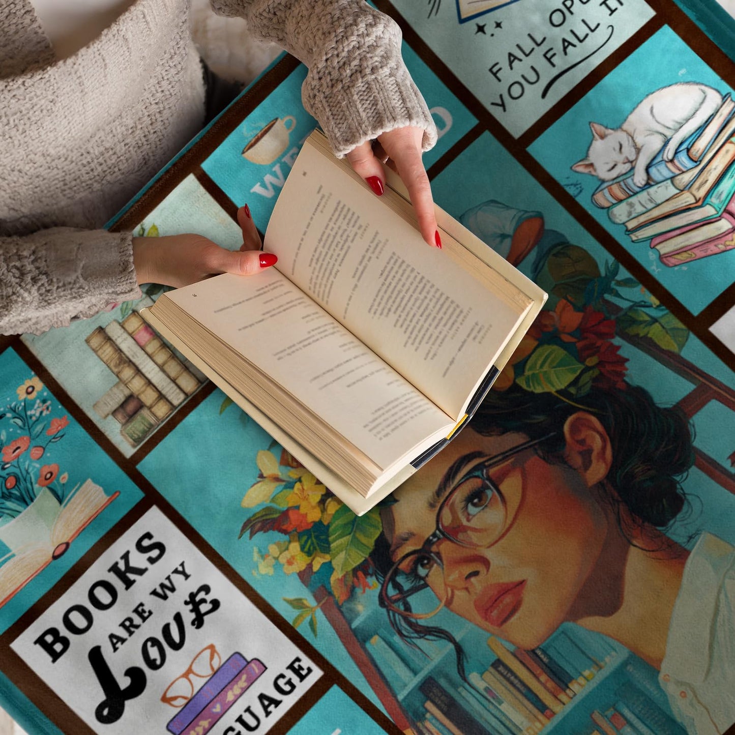 Pertos Book Lovers Gifts, Gifts for Readers, Book Club Librarian Bookworm Bookish Reading Blanket 60" X 50"