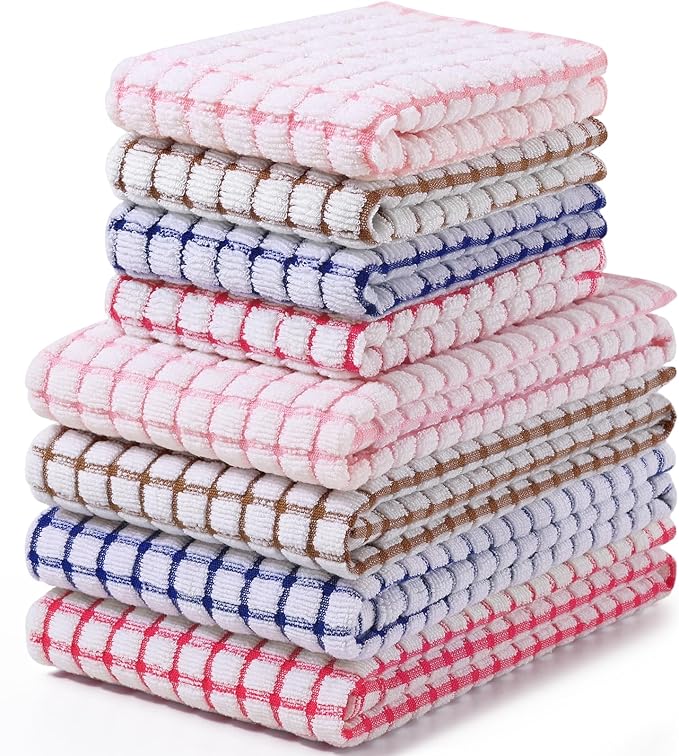 Homaxy Kitchen Towels and Dishcloths Set, 16 x 25 and 12 x 12 Inches, Super