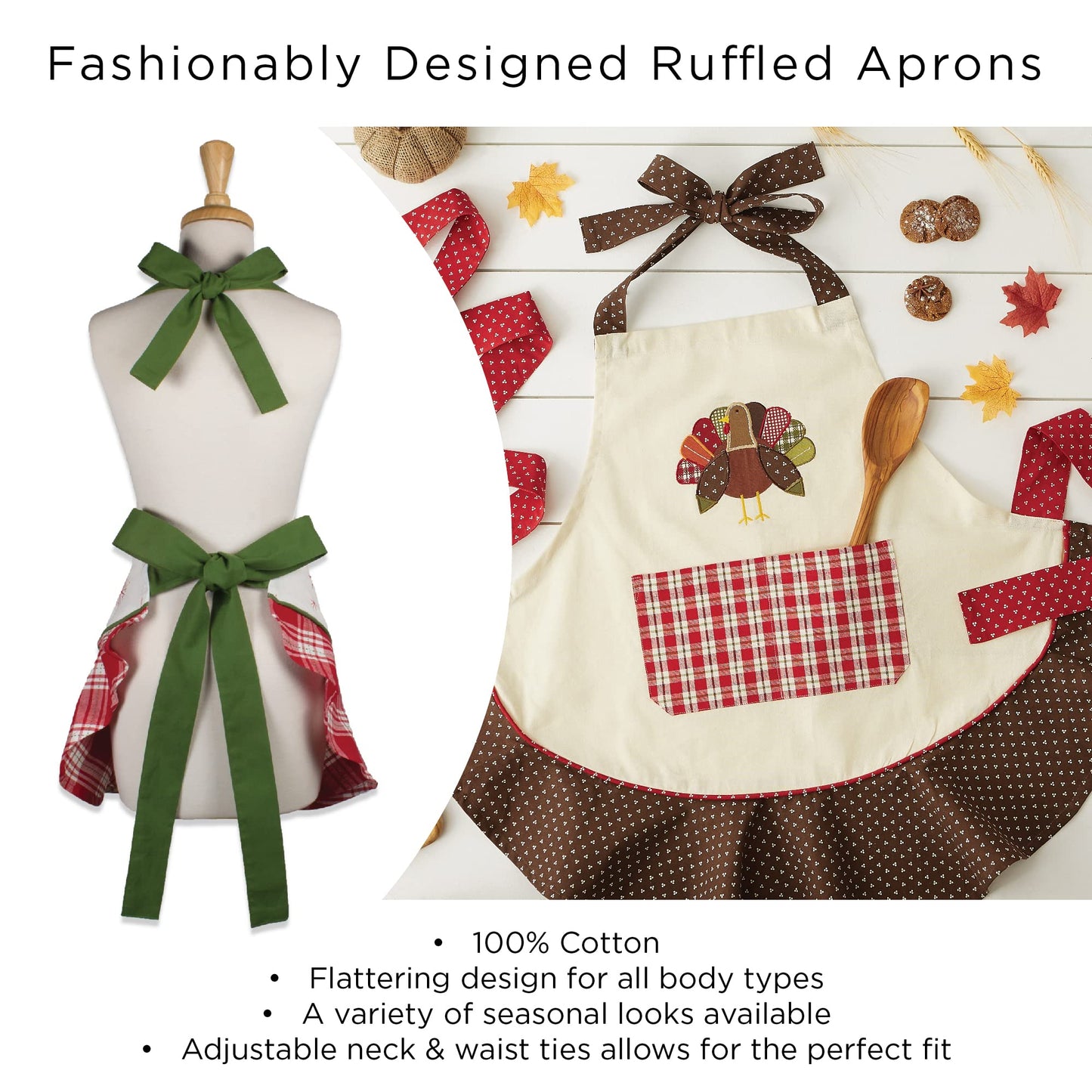 DII Women's Christmas Kitchen Apron Adjustable Adult Size for Cooking, Baking, Crafting & Entertaining, One Size, Merry Tree