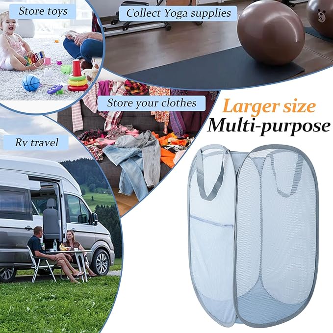 Upgraded 100L Extra Large Collapsible Laundry Hampers. Pop Up Laundry Basket
