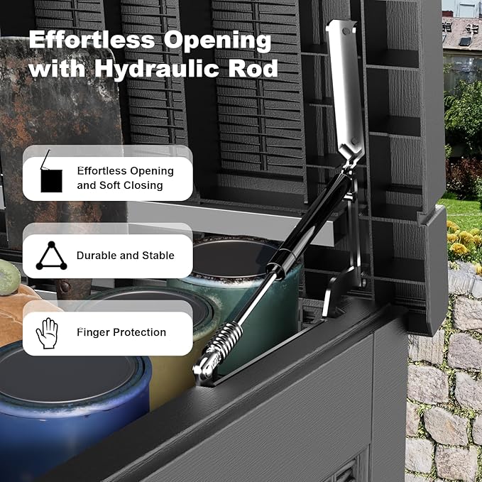 320 Gallon Outdoor Storage Box,Large Waterproof UV Resistant Deck Box,Lockable Storage Container for Patio Furniture Cushions Garden Tools and Pool Accessories(Black)