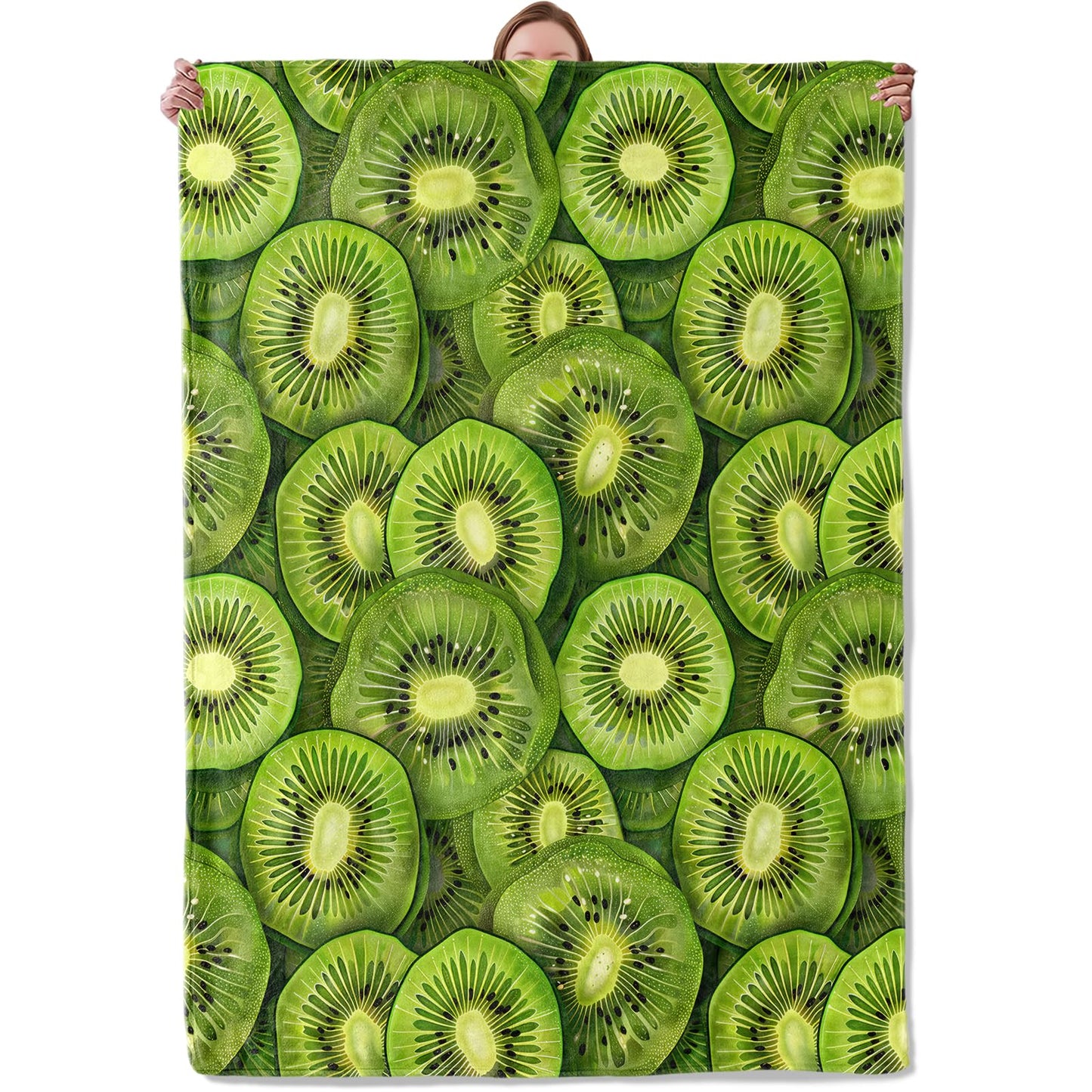 Mounidso Kiwi Fruit Blanket Flannel Throw Blankets, Fresh Green Tropical Food Lightweight Warm Soft Cozy for Summer Lovers, Gifts for Sofa Couch Chair Living Room Bedroom Home Decor, 50x60inch