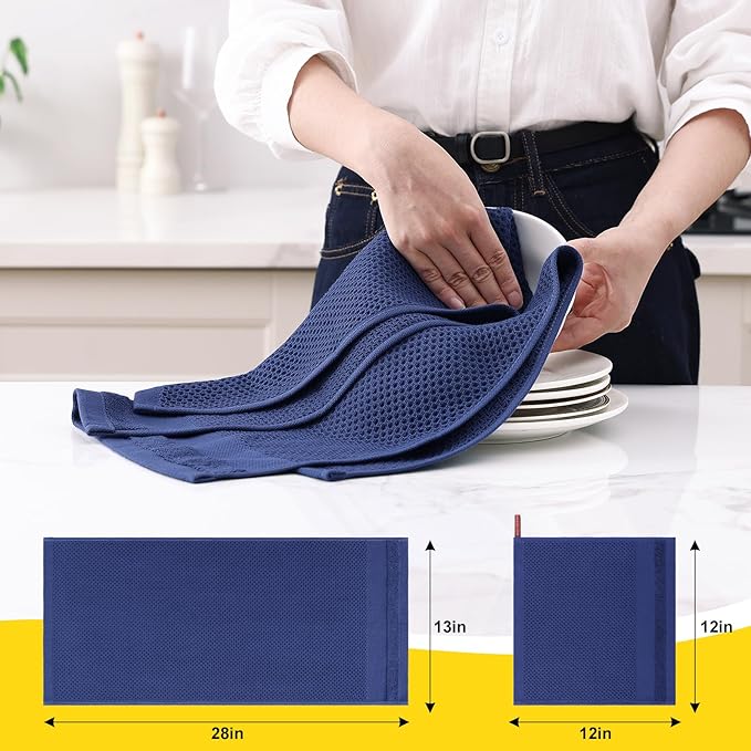 Homaxy Kitchen Towels and Dishcloths Set, 12 x 12 and 13 x 28 Inches, Super