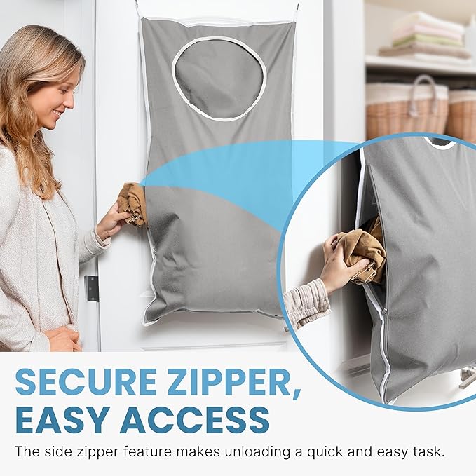 Hanging Laundry Hamper Bag XL, Space Saving over the Door Storage Bags