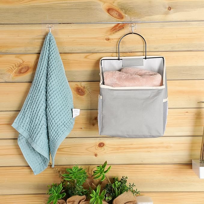 Chumia 6 Pack Wall Hanging Storage Basket Bathroom Closet Hanging Storage Bag