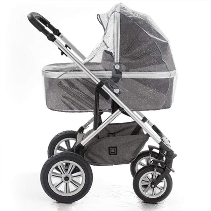 Zamboo Universal Rain Cover for Pram Carrycot (e.g. Hauck, Joie, ABC-Design etc.) | Air Circulating, Water Resistant and Durable Baby Protection Rain Shield (PVC-Free) - Grey