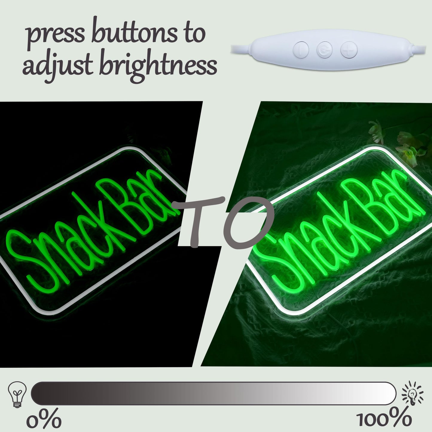 Snack Bar Neon Sign USB Powered Snacks Light Up Sign Dimmable Business Neon Light for Wall Decor Coffee Bar Candy Shop