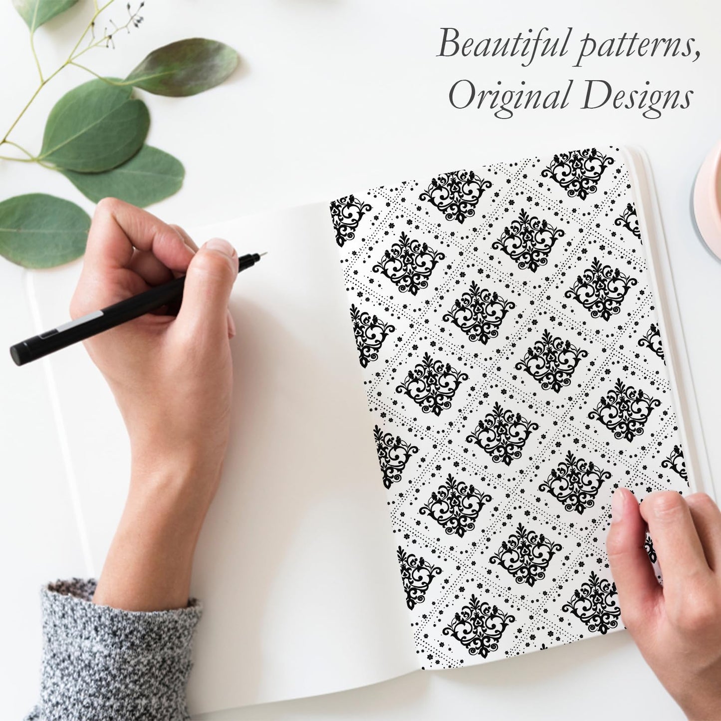 ChicView King Size Damask Printed Sheet Set,4 Pieces Boho Style Breathable Soft Microfiber Bedsheets, Anti Pilling Deep Pockets Easy Care Bed Sheets, Black