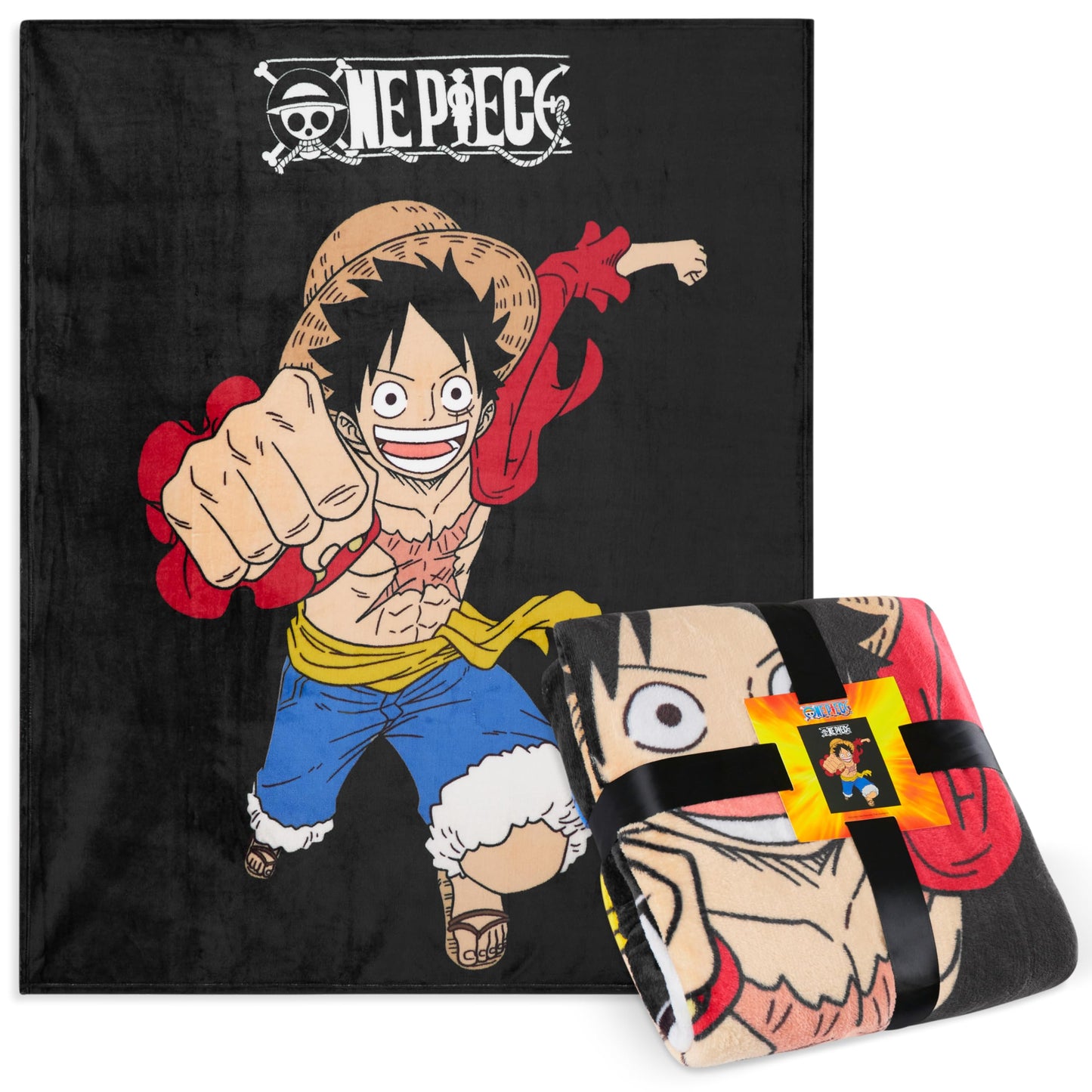 One Piece Fleece Throw Blanket Soft Cozy Anime Blanket for Bed or Couch Travel Gifts for Teens Boys Girls Fans Manga Luffy Room Decor Bedspread Sofa Accessory 51"x59"