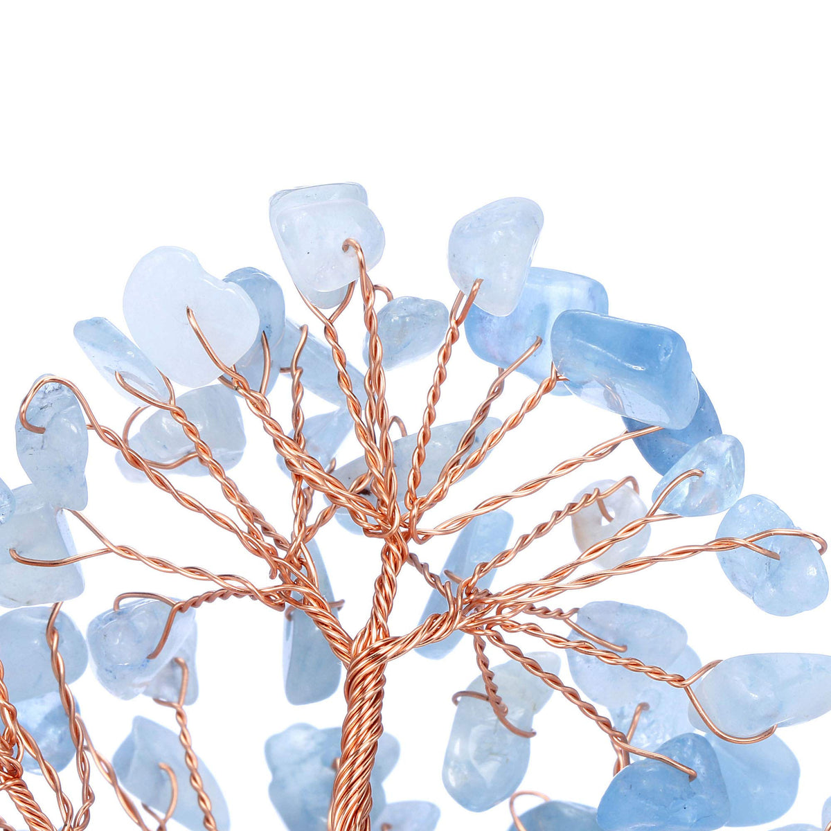Jovivi Natural Aquamarine Crystal Tree, Raw Healing Crystals Fluorite Base Bonsai Money Tree for Home Office Table Decor Wealth and Luck