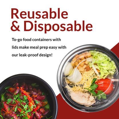 Reli. Meal Prep Containers, 32 oz. | 45 Pack | Reusable Meal Prep Bowls/Food Containers | Microwavable Bowls with Airtight Lids, Black Food Storage