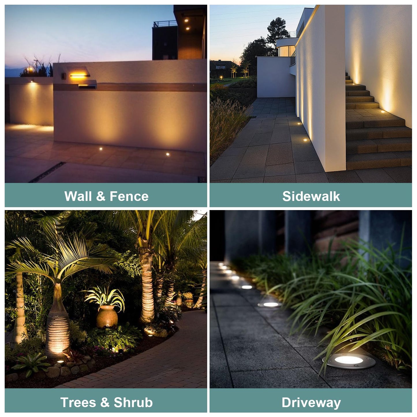 Gardencoin Low Voltage Landscape LED Well Lights, 12V in Ground Lights Outdoor IP67 Waterproof, 5" Tall Wired Landscape Up Lighting, Included Replaceable 5W 2700K MR16 Bulb Dimmable, 12 Pack