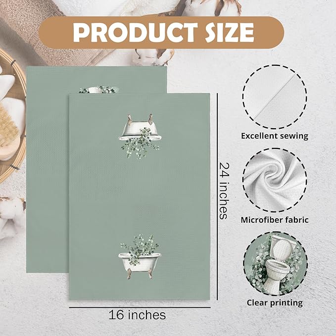 Sage Green Eucalyptus Hand Towels