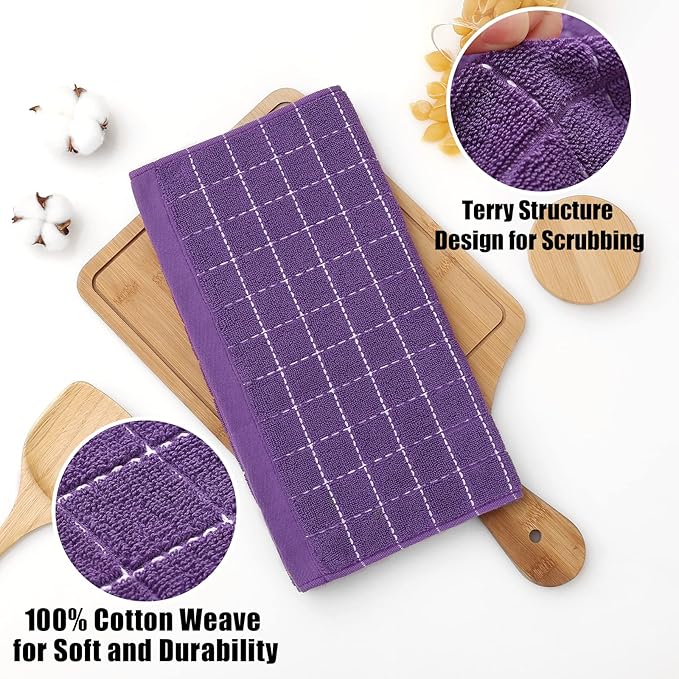 Homaxy 100% Cotton Terry Kitchen Dish Cloths, Ultra Soft and Absorbent Dish