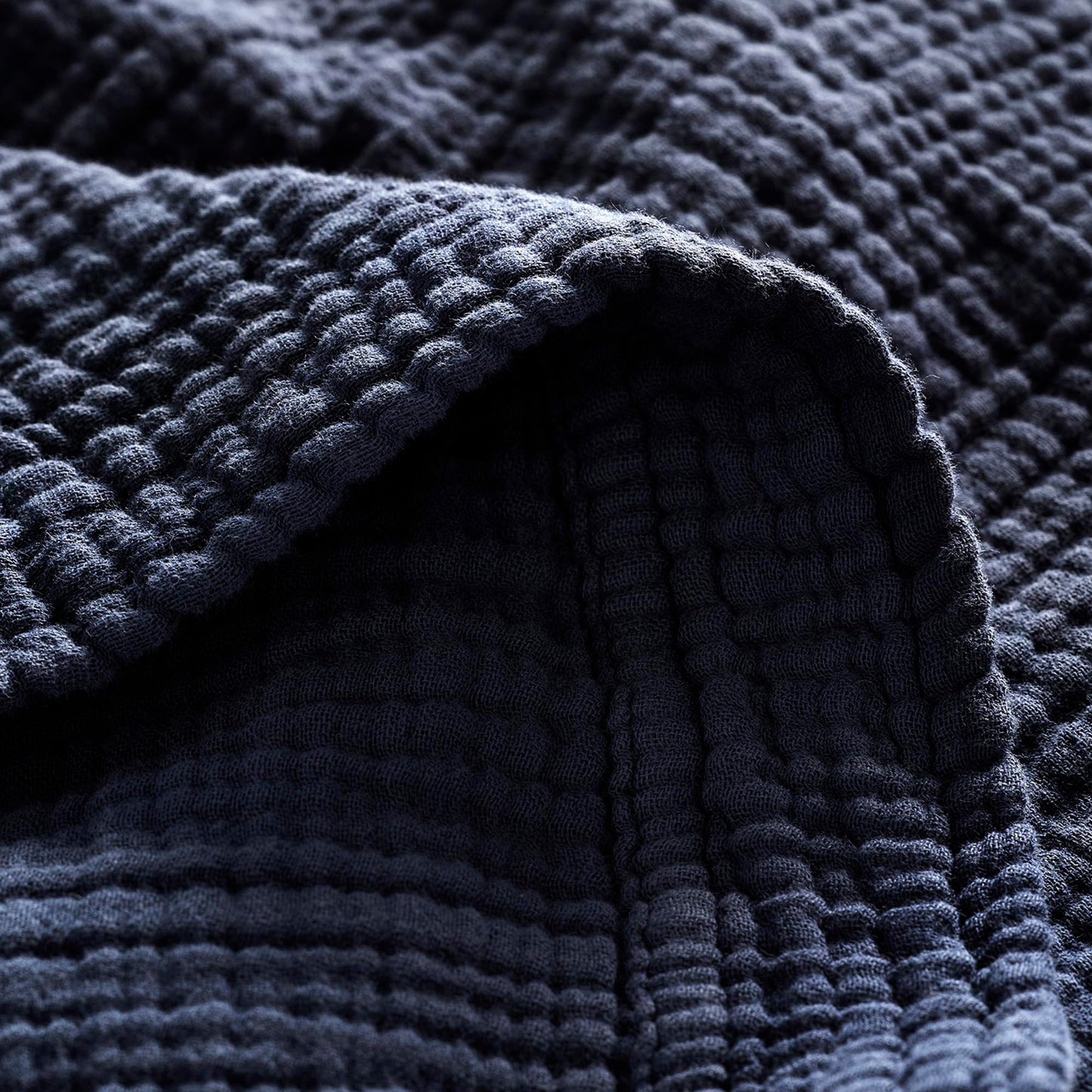 BOLL & BRANCH Dream Bed Blanket - Twin/Twin XL, Coastal Navy - Luxury 100% Organic Cotton - Soft, Lightweight and Breathable - Cloud-Like Touch