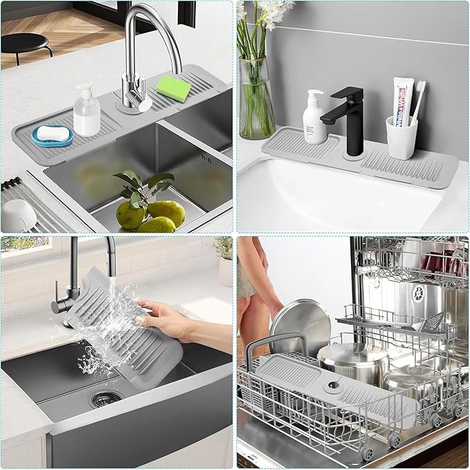 Folding Faucet Mat for Kitchen Sink Upgraded Premium Silicone Splash Guard