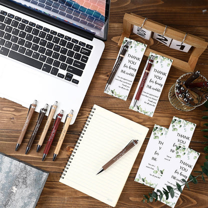 Yeaqee 36 Sets Teacher Appreciation Gift Bulk Thank You Inspirational Wood Bamboo Pen with Cards for Teacher Nurse Week Coworker Staff Volunteer(6 Colors,You Are A Key Sign)