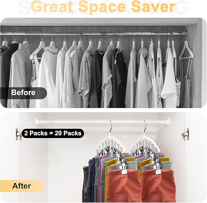 Legging Organizer for Closet, Metal Yoga Pants Hanger w/Rubber Coated 2 Pack