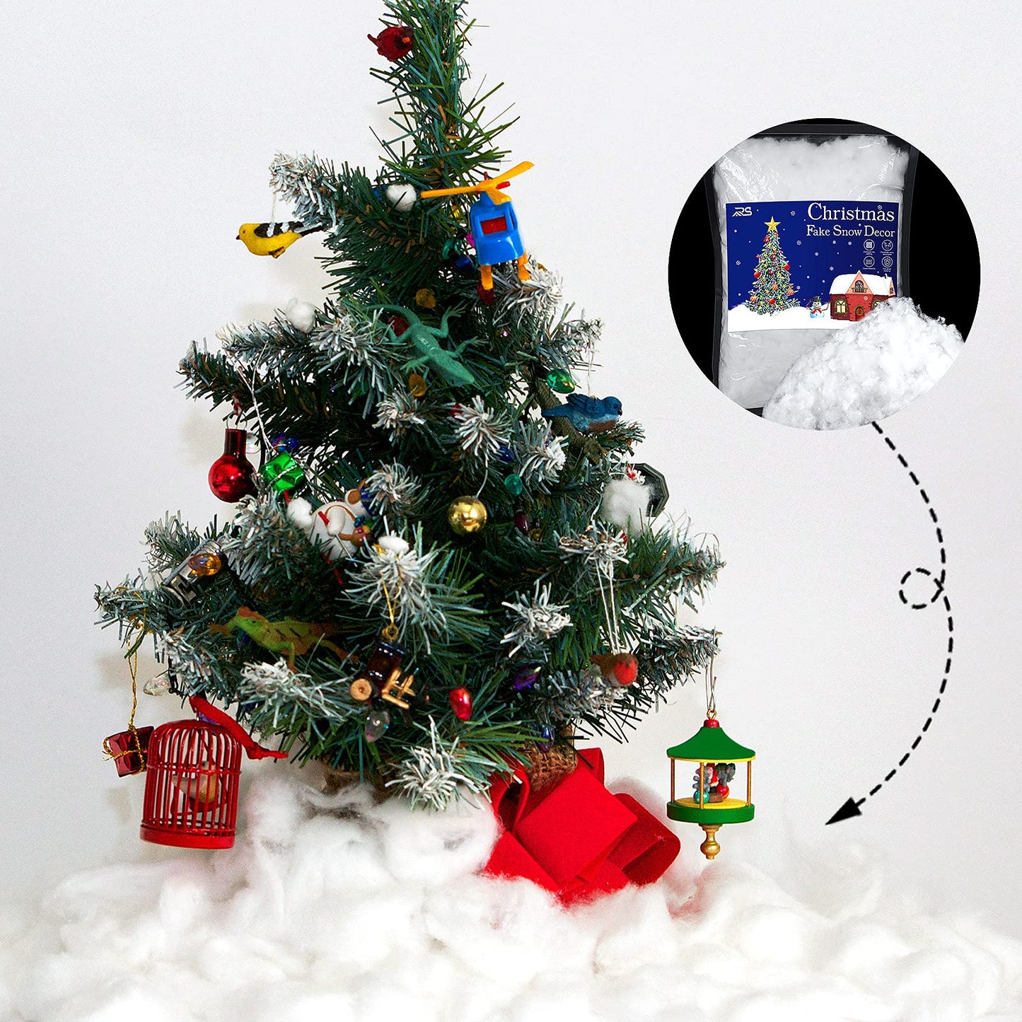 Ruisita 4 Bags Christmas Fake Snow Artificial Snow 35.3 Ounces Fluffy Snow Fiber for Snow Blanket, Christmas Tree Decoration, Holiday and Winter Displays