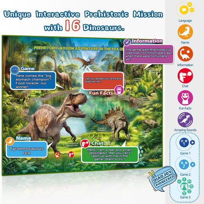 Bilingual Interactive for Kids Talking Dinosaur Space Poster for Kids Learning and Educational Toys,Talking Educational Dinosaur Toy for Ages 3 to 12 Years Old,Space Theme Wall Decor for Preschool