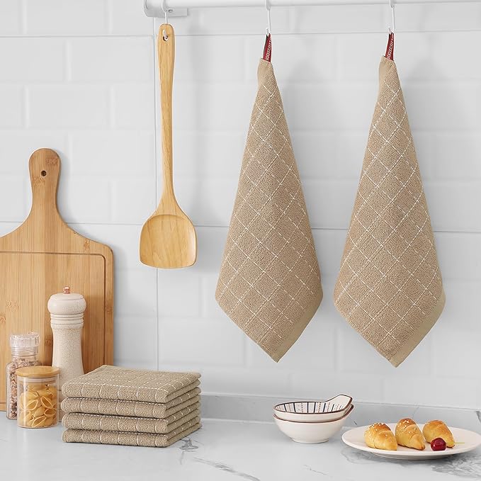Mordimy 100% Cotton Terrycloth Kitchen Towels and Dishcloths Sets, Soft and