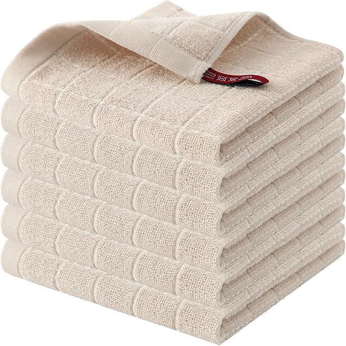 Homaxy 100% Cotton Terry Kitchen Dish Cloths, Ultra Soft and Absorbent Dish