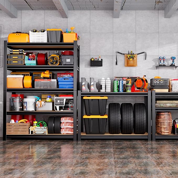 Set of 2 71"H Garage Shelving-5 Tier Garage Storage Shelves,Adjustable Heavy Duty Metal Shelving Unit and Storage Large Rack,Utility Steel Shelf For Warehouse Industrial Pantry Basement 71"x32"x14"