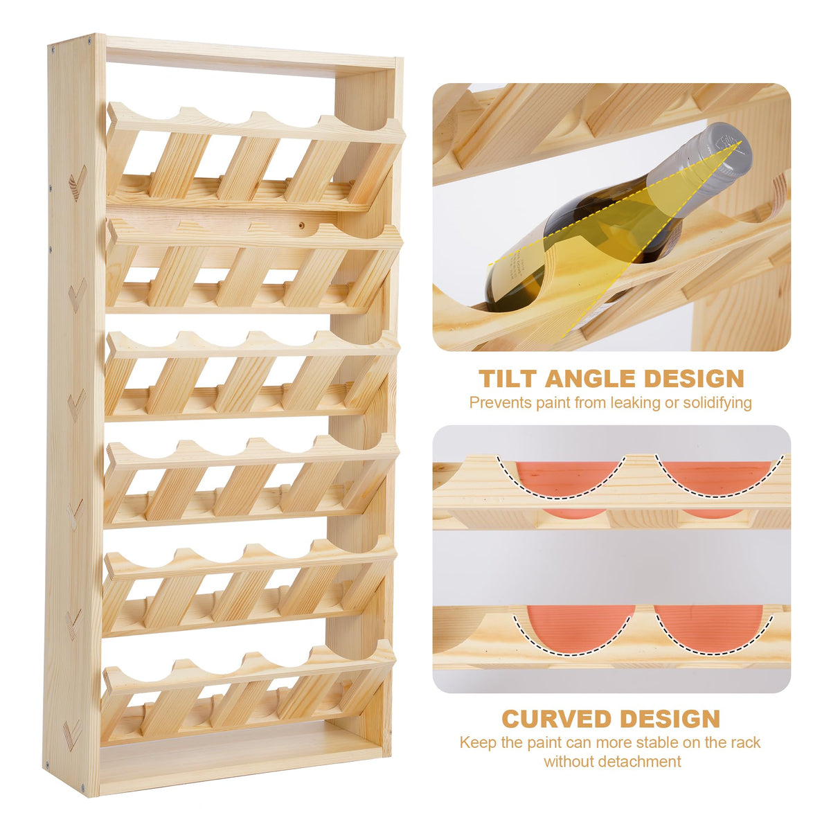 Yeshine 24-Can Spray Paint Storage Rack, Wooden Organization Rack for Paint and Lube, Craft Workroom Bottle Organizer, Wall Mount Aerosol Holder