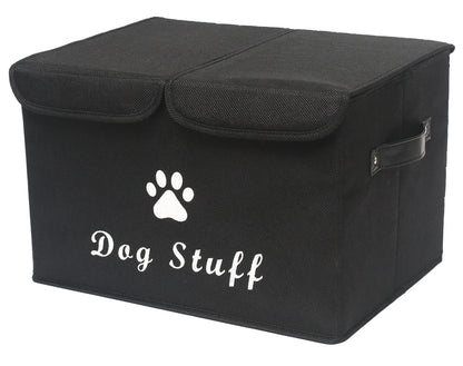 Dog toy box basket storage with lid perfect basket for dog toys grooming stuff living room playroom closet home organization - Dog - Black
