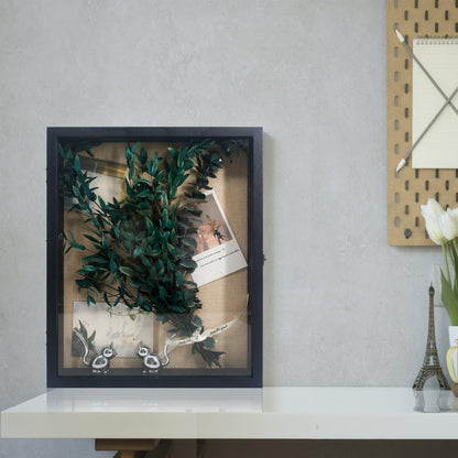 Hodeframe Graduation Shadow Box Frame 13x16, Large Graduation Frames with Glass Window, Metal Lock, Memory Box for Graduation Keepsake, Cap and Gown Black