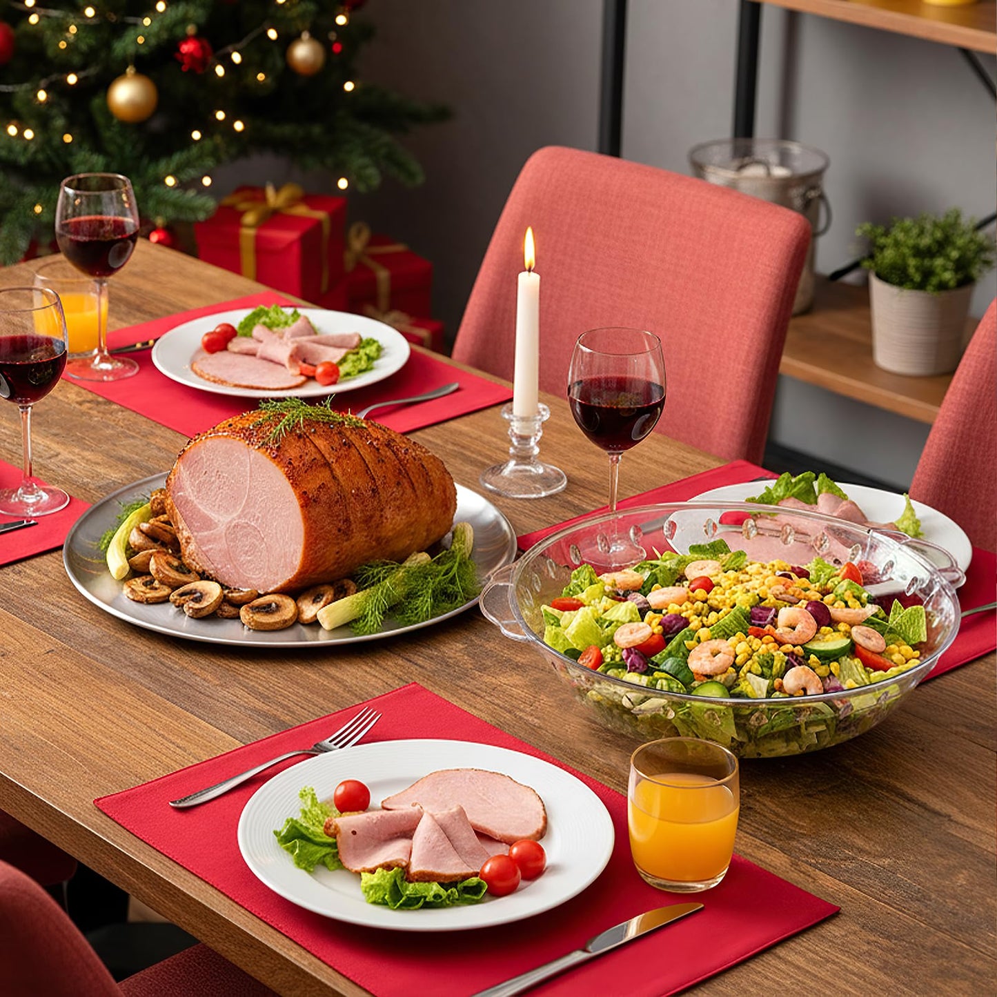 DEAYOU 3 Set 11.8" Chilled Serving Tray for Parties, Round Shrimp Cocktail Serving Dish with Ice Compartment, Ice Serving Bowl Cold Platter for Appetizer, Fruit, Veggie, Salad, Buffet, Keep Food Cold