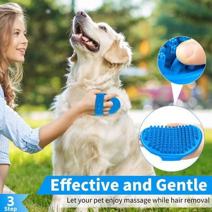 Comotech 6PCS Dog Bath Brush & Dog Toothbrush | Adjustable Handle Shampoo Brush & Scrubber for Short & Long Haired Dogs & Cats | Effectively Solve Odor & Stain Removal Problems (Blue Blue Blue.)
