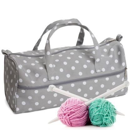Hobbygift MR4698_ Value: Knitting Bag: Grey Spot, Cotton Blend, 15 x 42 x 17.5 cm