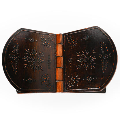 Handmade Wooden Holy Book Stand - Brown Handcrafted Indian Traditional Book Rest for Religious Prayer and Gifting (Design-2)