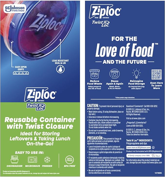 Ziploc Twist 'n Loc Food Storage Meal Prep Containers Variety Pack