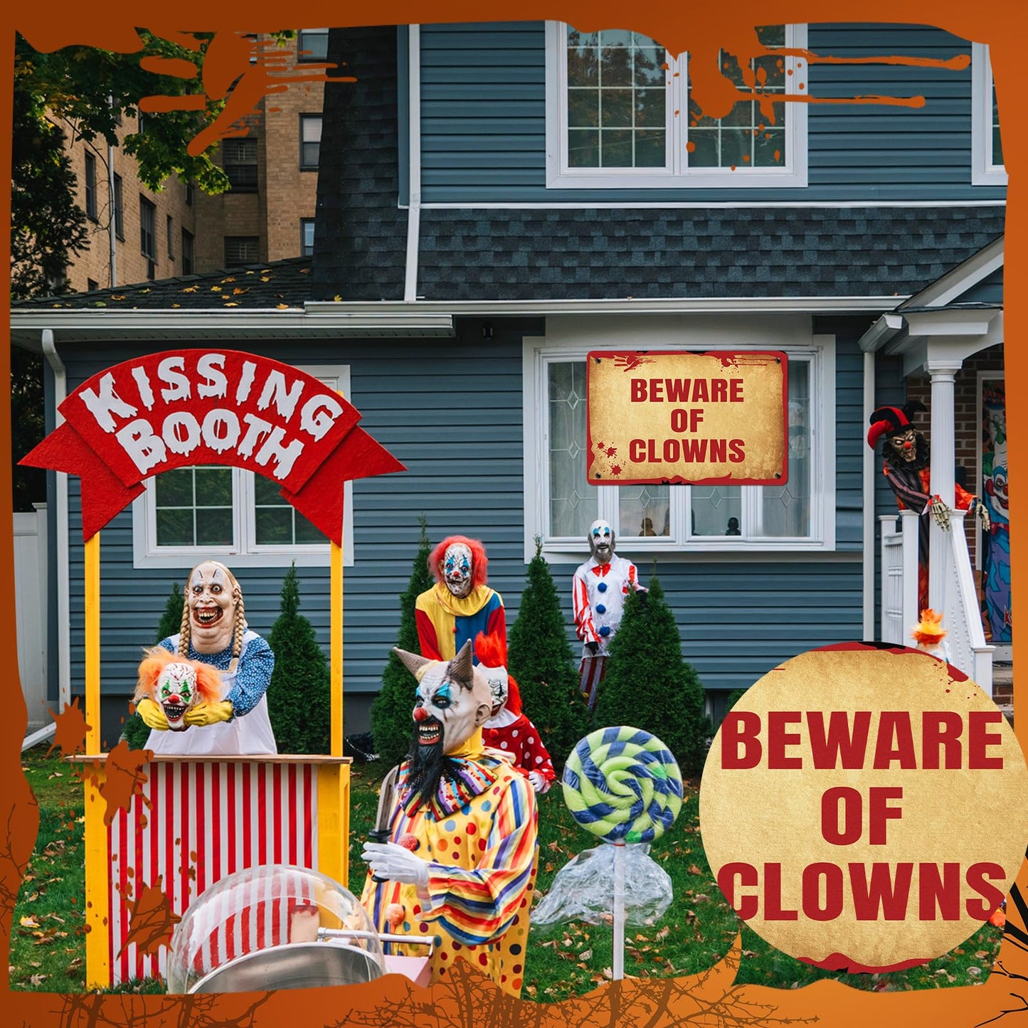 MorningRo 2 Pcs Halloween Clown Metal Signs Beware of Clowns and Creepy Carnival Metal Tin Signs Halloween Evil Circus Porch Sign for Carnival Party Clown Holiday Outdoor Indoor Decoration