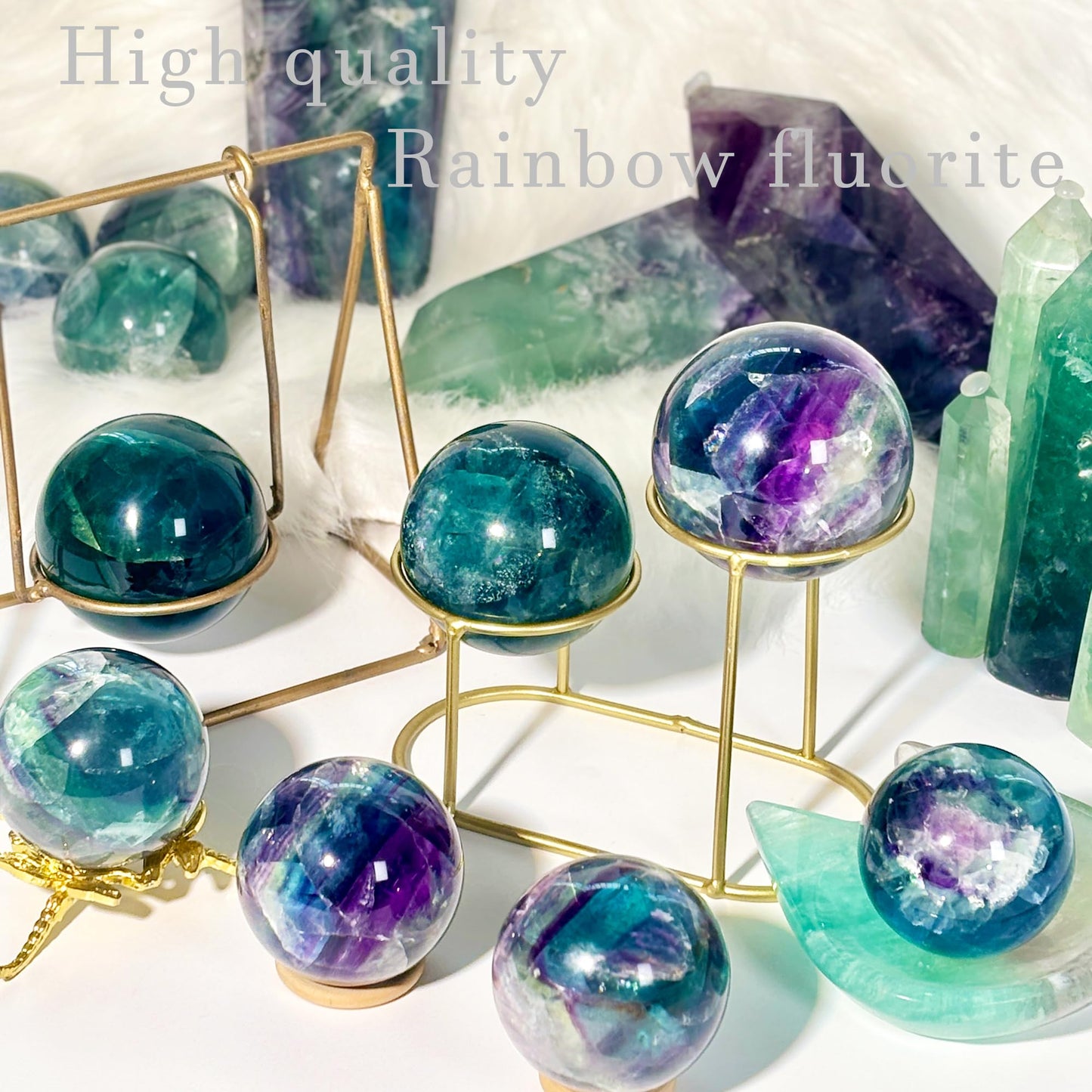 Rainbow Fluorite Crystal Sphere - 1.6-2.0" Inches, Gem-Grade Clarity, Witchcraft Supplies, Healing Crystal for Spooky Room, Ideal for Reiki, Chakra, Feng Shui, Meditation, Healing, and Home Decor