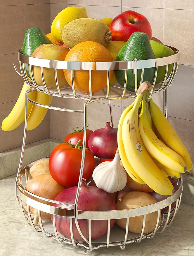 2 Tier Fruit Basket for Kitchen Counter