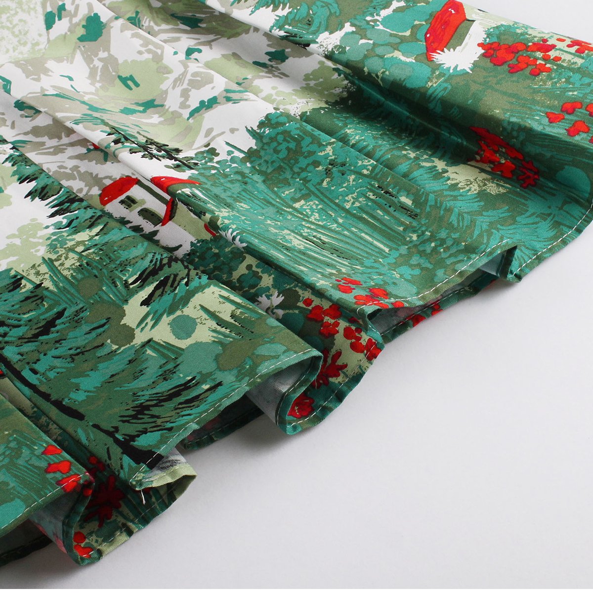 Dressever Women's Vintage A-line Printed Pleated Flared Midi Skirts Christmas Trees X Small