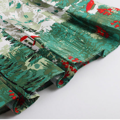 Dressever Women's Vintage A-line Printed Pleated Flared Midi Skirts Christmas Trees X Small