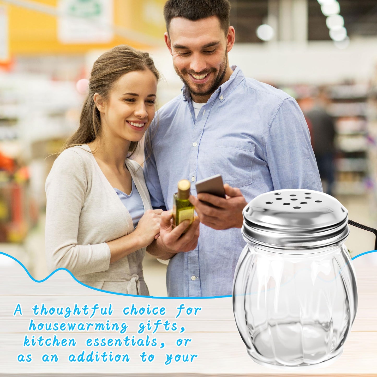 24 Pack 6 Ounces Glass Spices Shaker with Perforated Stainless Steel Lid Clear Cheese Salt and Pepper Shakers for Home Kitchen Restaurant Supplies